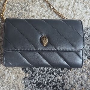 Kurt Geiger Black Quilted Leather Crossbody with Gold Chain